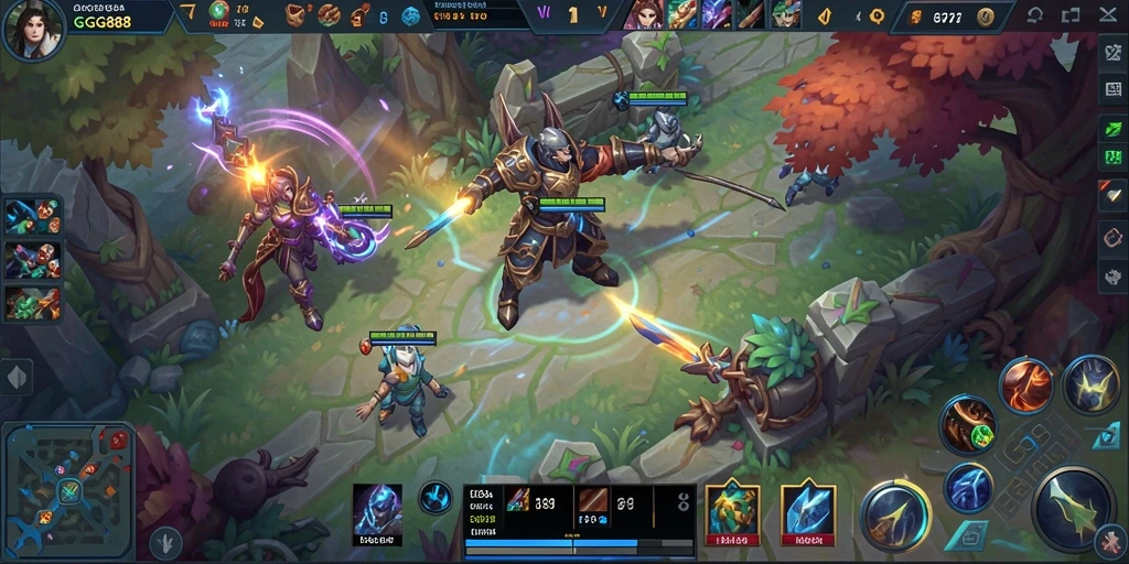 Tangkapan layar gameplay MOBA GGG888 yang mendebarkan.