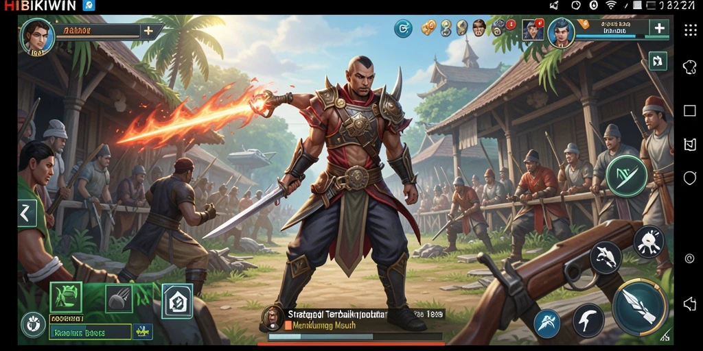 Screenshot gameplay HIBIKIWIN menunjukkan aksi strategi yang intens.