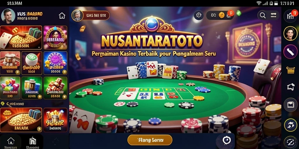 Screenshot utama NUSANTARATOTO menampilkan gameplay Kasino yang seru.