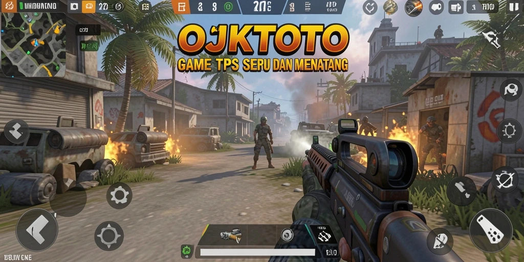 Screenshot OJKTOTO menampilkan aksi pertempuran intens dalam mode TPS.